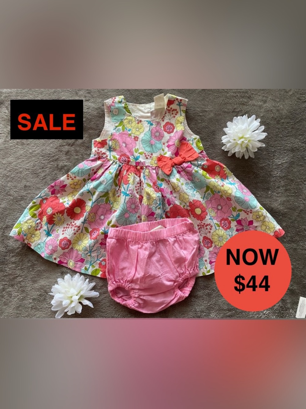 True Vintage H&M Retro 60s Flower Power Dress & Bloomers Set (2-4M) NWOT